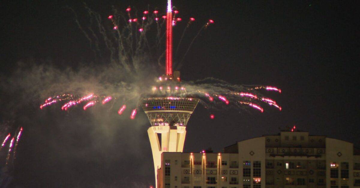 Las Vegas Strip Lights Up America 250 With Fireworks From the Strat
